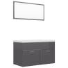 High Gloss Grey Bathroom Furniture Set - Stylish & Modern