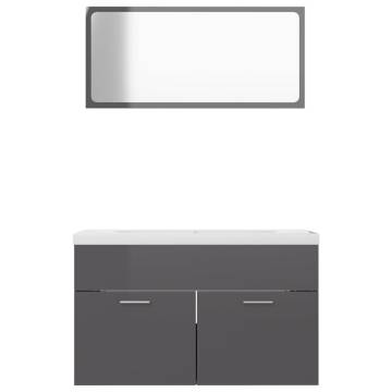 High Gloss Grey Bathroom Furniture Set - Stylish & Modern