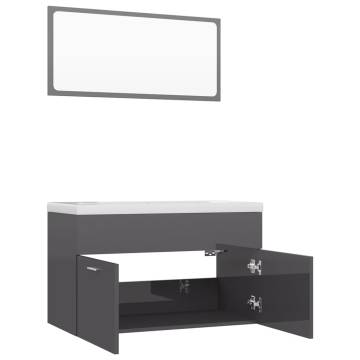 High Gloss Grey Bathroom Furniture Set - Stylish & Modern