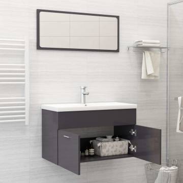 High Gloss Grey Bathroom Furniture Set - Stylish & Modern