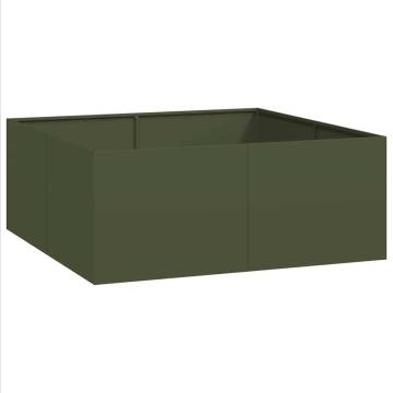 Stylish Olive Green Steel Planter - 100x100x40 cm