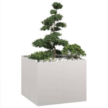 Stylish 100x100x80 cm Stainless Steel Planter | Hipomarket