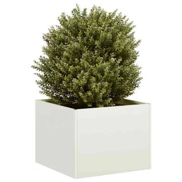 Stylish White Steel Planter - 40x40x30 cm for Your Garden