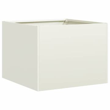 Stylish White Steel Planter - 40x40x30 cm for Your Garden