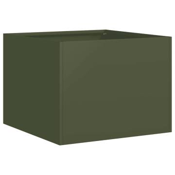 Olive Green Steel Planter 40x40x30 cm for Stylish Outdoor Spaces