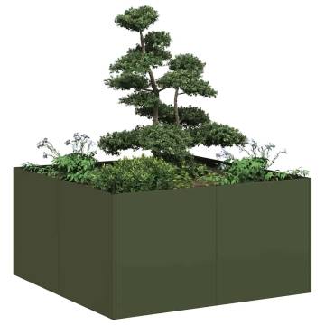 Olive Green 80x80x40 cm Planter - Stylish Cold-Rolled Steel