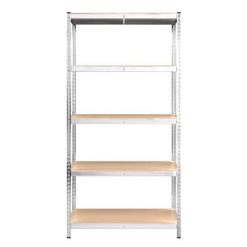 5-Layer Shelves - Silver Steel & Engineered Wood | HiPoMarket