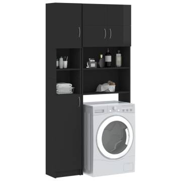 High Gloss Black Washing Machine Cabinet Set | HipoMarket