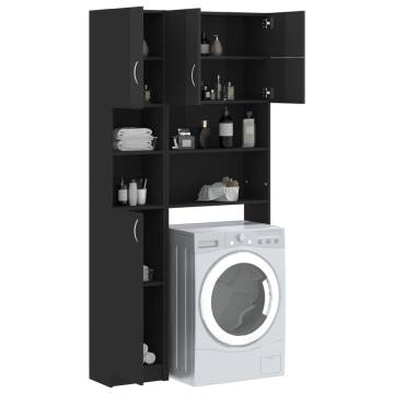 High Gloss Black Washing Machine Cabinet Set | HipoMarket