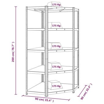 5-Layer Shelves - Silver Steel & Engineered Wood | HiPoMarket