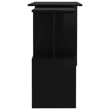 Corner Desk High Gloss Black - 200x50x76 cm | Hipo Market