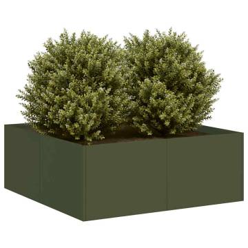 Stylish Olive Green Steel Planter 80x80x30 cm | HipoMarket