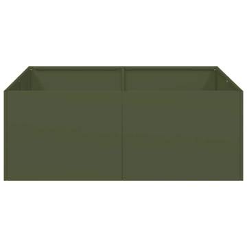 Stylish Olive Green Steel Planter 80x80x30 cm | HipoMarket