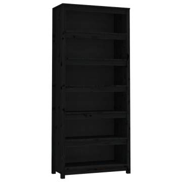 Book Cabinet Black 80x35x183 cm – Solid Pine Wood Storage