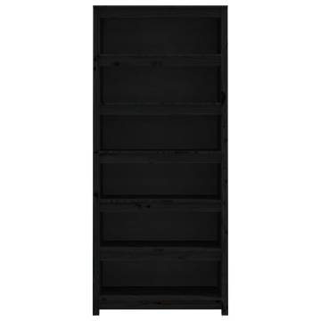 Book Cabinet Black 80x35x183 cm – Solid Pine Wood Storage