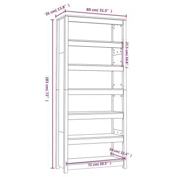 Book Cabinet Black 80x35x183 cm – Solid Pine Wood Storage