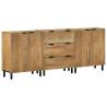 3 Piece Sideboards Brown - Solid Wood Mango - 60x33x75 cm