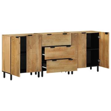 3 Piece Sideboards Brown - Solid Wood Mango - 60x33x75 cm