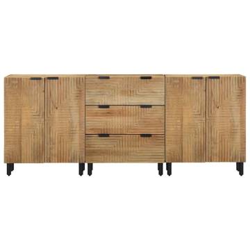 3 Piece Sideboards Brown - Solid Wood Mango - 60x33x75 cm