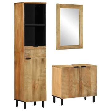 3 Piece Brown Mango Wood Bathroom Furniture Set | HipoMarket