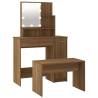 Stylish Dressing Table Set with LED in Brown Oak - HipoMarket