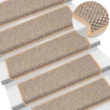 Stair Mats Self-Adhesive Sisal-Look - Light Beige, 30 pcs