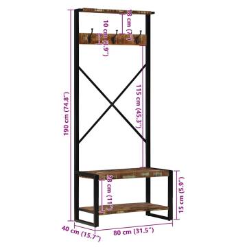 Multicolour Solid Wood Clothes Rack - 80x40x190 cm