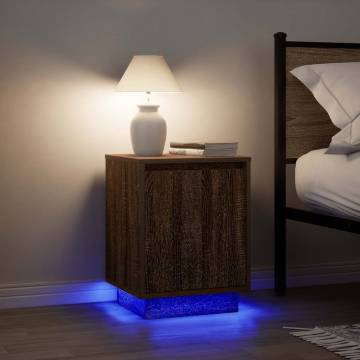 Stylish Bedside Cabinets with LED Lights - 2 pcs Brown Oak | HipoMarke