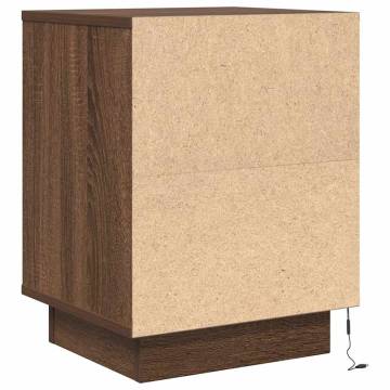 Stylish Bedside Cabinets with LED Lights - 2 pcs Brown Oak | HipoMarke