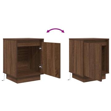 Stylish Bedside Cabinets with LED Lights - 2 pcs Brown Oak | HipoMarke