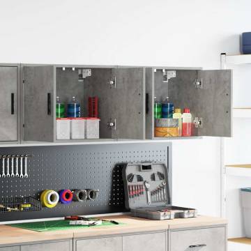 Garage Wall Cabinets - 2 pcs Concrete Grey Engineered Wood