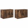 Garage Wall Cabinets - 2 pcs Smoked Oak Engineered Wood