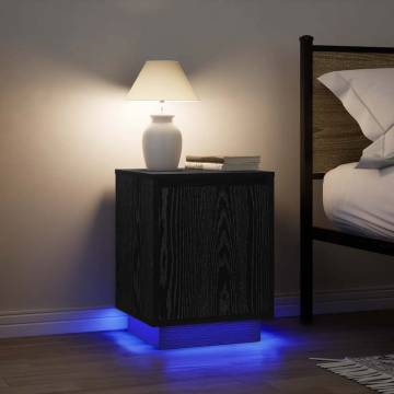 Stylish Black Bedside Cabinets with LED Lights - 2 pcs