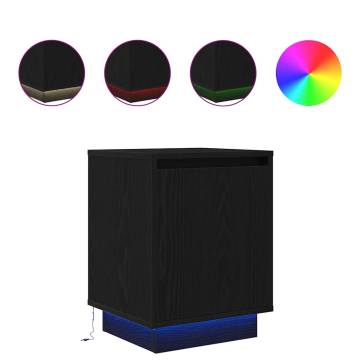 Stylish Black Bedside Cabinets with LED Lights - 2 pcs