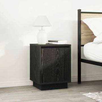 Stylish Black Bedside Cabinets with LED Lights - 2 pcs