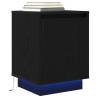 Stylish Black Bedside Cabinets with LED Lights - 2 pcs