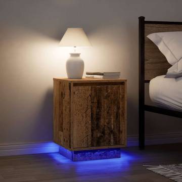 Stylish Bedside Cabinets with LED Lights - 2 pcs Old Wood