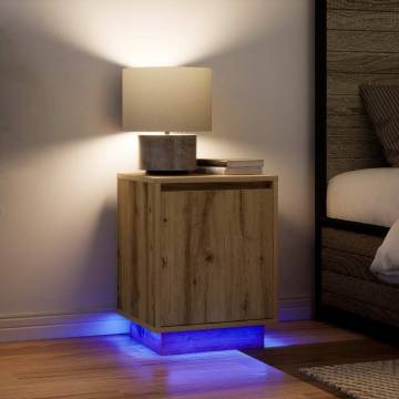 Stylish Bedside Cabinets with LED Lights - Artisan Oak