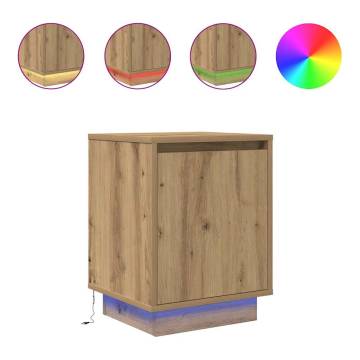 Stylish Bedside Cabinets with LED Lights - Artisan Oak