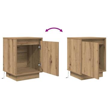 Stylish Bedside Cabinets with LED Lights - Artisan Oak