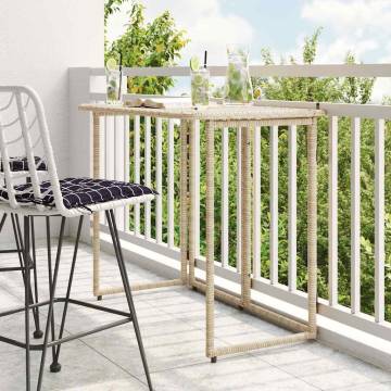 Folding Garden Table Beige 90x51 cm - Poly Rattan