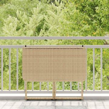 Folding Garden Table Beige 90x51 cm - Poly Rattan