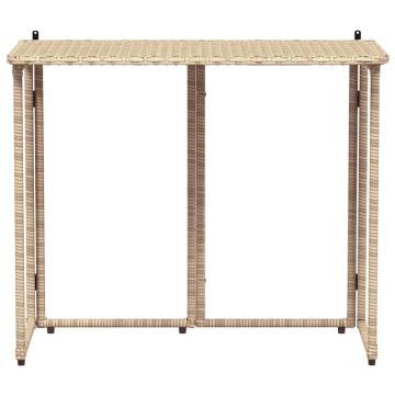 Folding Garden Table Beige 90x51 cm - Poly Rattan