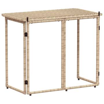 Folding Garden Table Beige 90x51 cm - Poly Rattan