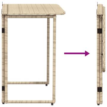 Folding Garden Table Beige 90x51 cm - Poly Rattan