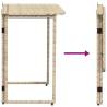 Folding Garden Table Beige 90x51 cm - Poly Rattan