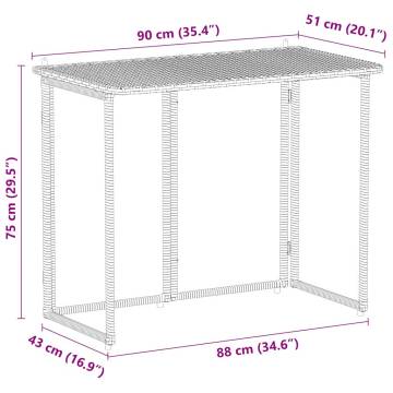 Folding Garden Table Beige 90x51 cm - Poly Rattan