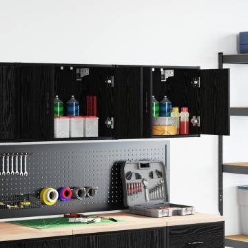 Garage Wall Cabinets - 2 pcs Black Engineered Wood