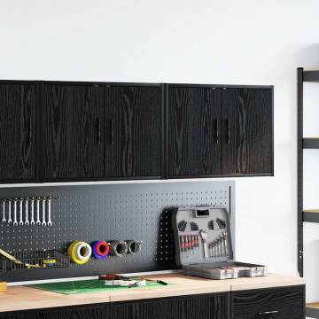 Garage Wall Cabinets - 2 pcs Black Engineered Wood