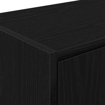 Garage Wall Cabinets - 2 pcs Black Engineered Wood